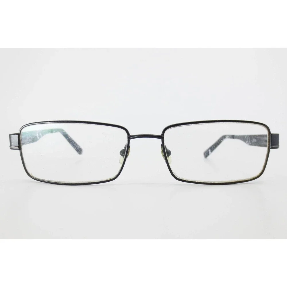 Robert Mitchel RM3 BK Rectangular Matte Black Metal Eyeglass Frames 54-18-140